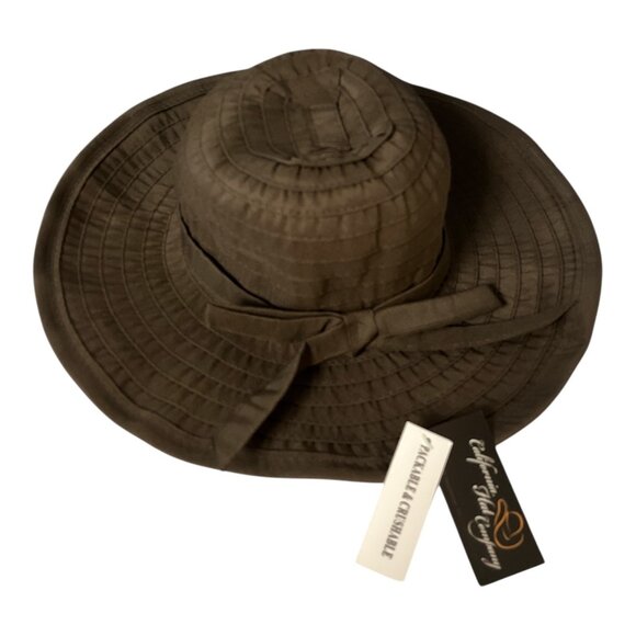 California Hat Company Packable Wide Brim Sun Hat OS Brown - Picture 2 of 5
